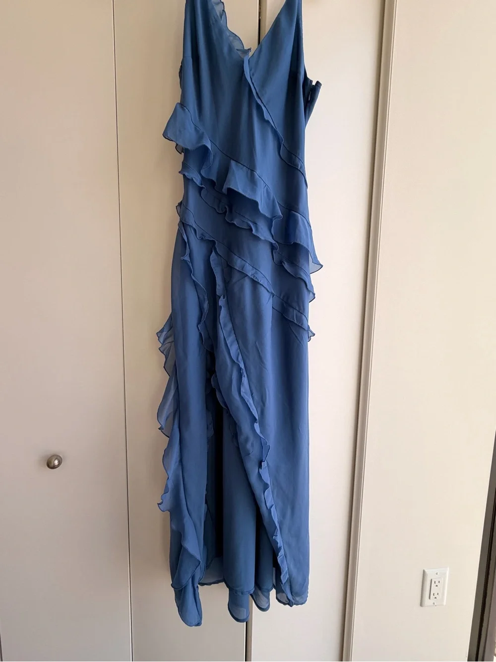 Abercrombie & Fitch Blue Ruffle Midi Dress